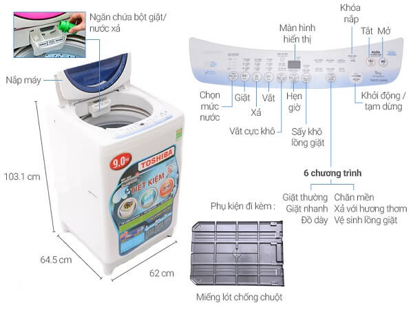 Đặc điểm máy giặt Toshiba