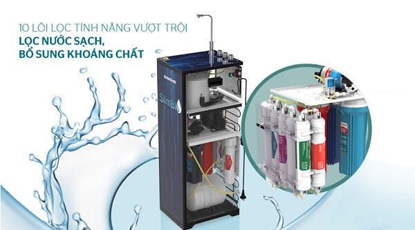 Máy lọc nước RO nóng nguội lạnh Sunhouse SHA 76213 CK 10 lõi