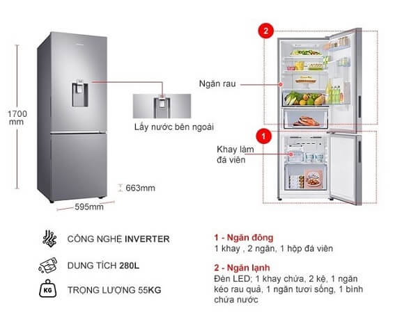 Tủ Lạnh Samsung Inverter 307 lít RB30N4170BU